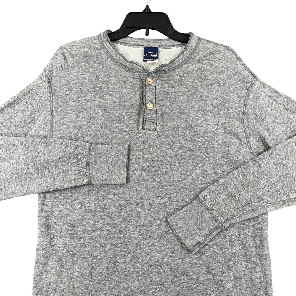Duofold Henley Shirt Mens L Wool Blend Thermal Long Sleeve Layering Made in USA